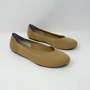 Rothy's The Flat Round Toe Camel Woven Slip On Shoe Washable